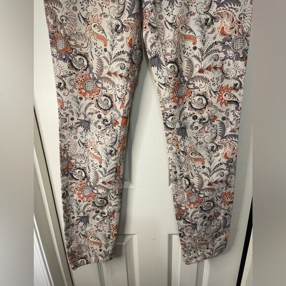 Club Monaco Tan Paisley Floral Hippie Retro Bohemian Rare Straight Jeans Size 8 - Picture 3 of 6
